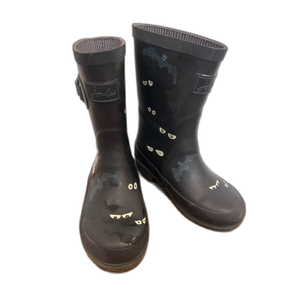 Joules Girls Sz 12 Glow in the Dark Bat Eye Welly Print Rain Boots Waterproof